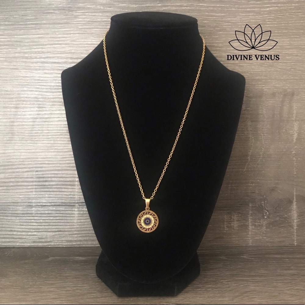 Evil Eye Gold Plated Stainless Steel Necklace - Picture 2 of 8